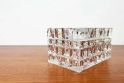 Cendrier en verre cristal empilable et boîte de style mid-century moderne de Julia, Pologne, années 1960, ensemble de 2.
