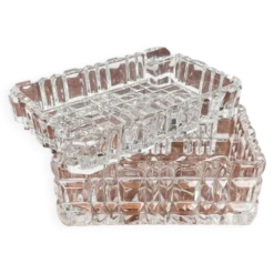 Cendrier en verre cristal empilable et boîte de style mid-century moderne de Julia, Pologne, années 1960, ensemble de 2.