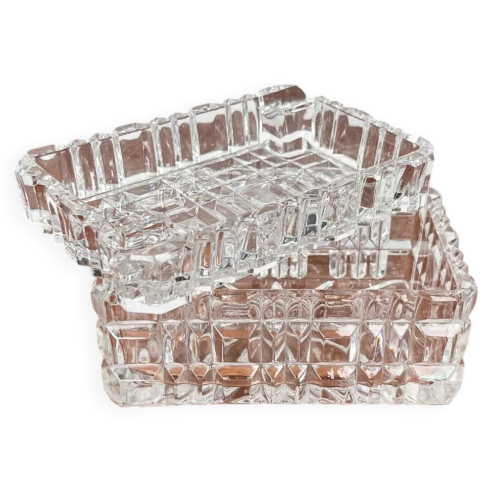 Cendrier en verre cristal empilable et boîte de style mid-century moderne de Julia, Pologne, années 1960, ensemble de 2.