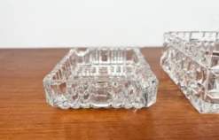Cendrier en verre cristal empilable et boîte de style mid-century moderne de Julia, Pologne, années 1960, ensemble de 2.