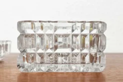 Cendrier en verre cristal empilable et boîte de style mid-century moderne de Julia, Pologne, années 1960, ensemble de 2.