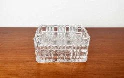 Cendrier en verre cristal empilable et boîte de style mid-century moderne de Julia, Pologne, années 1960, ensemble de 2.
