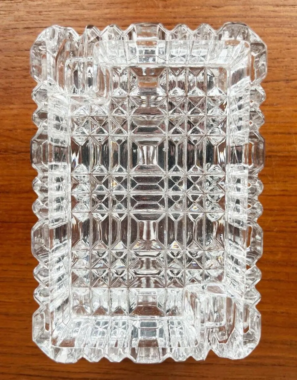 Cendrier en verre cristal empilable et boîte de style mid-century moderne de Julia, Pologne, années 1960, ensemble de 2.
