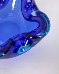 Cendrier en verre de Murano bleu vintage des années 1970, design italien