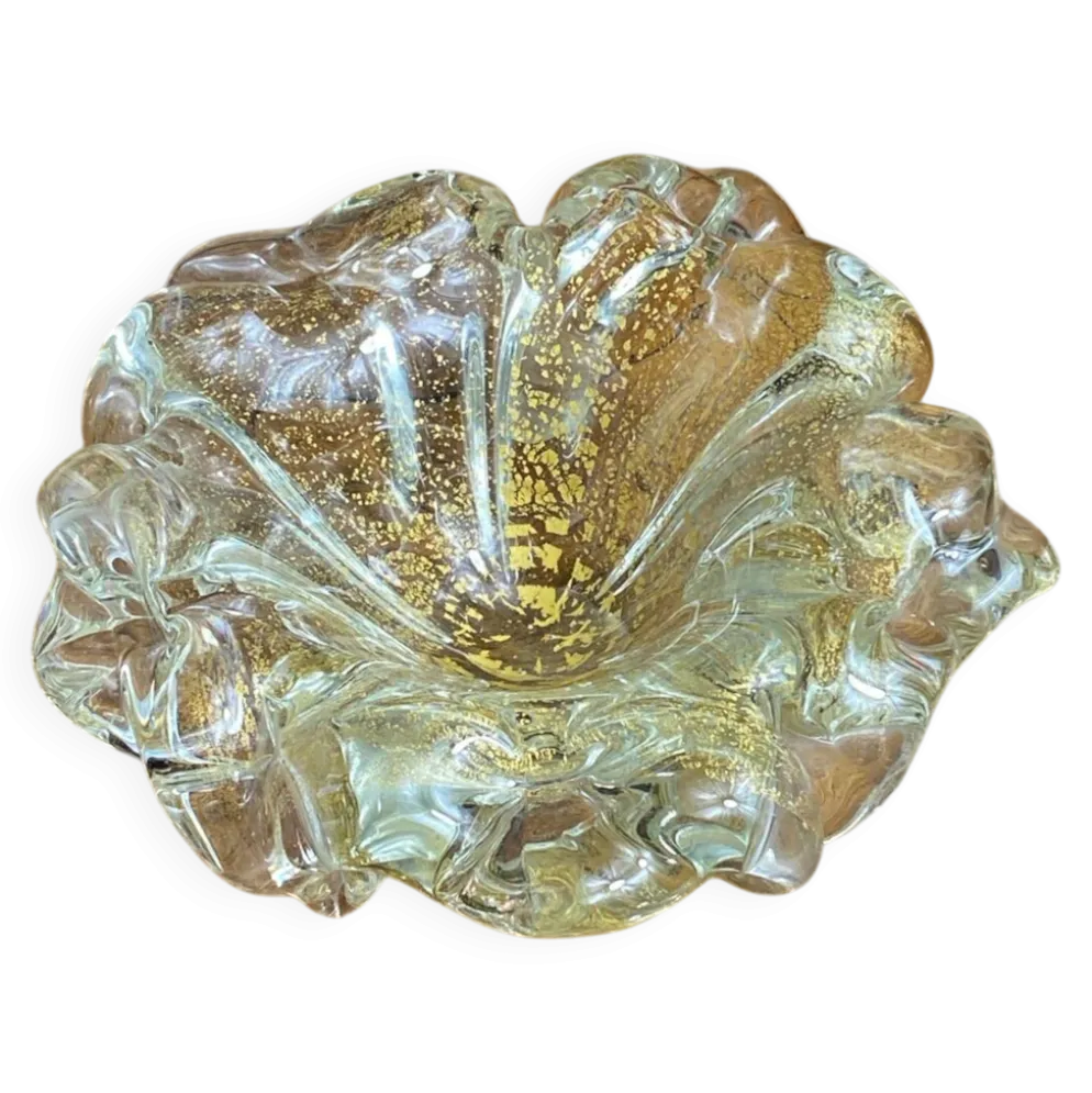 Cendrier en verre de Murano et feuille d’or par Barovier et Toso