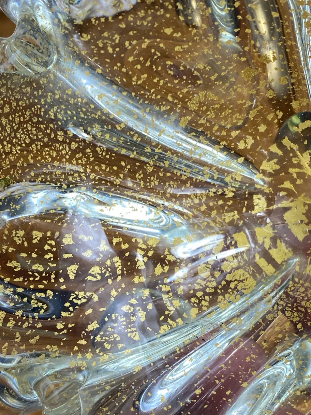 Cendrier en verre de Murano et feuille d’or par Barovier et Toso