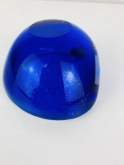 Cendrier en verre soufflé Murano, bleu, vintage