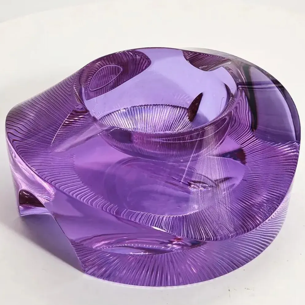 Cendrier en verre violet rare - Moser années 1960