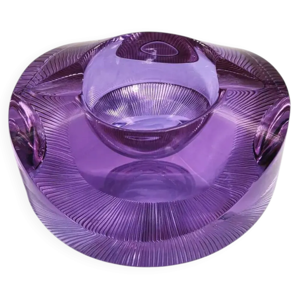 Cendrier en verre violet rare - Moser années 1960