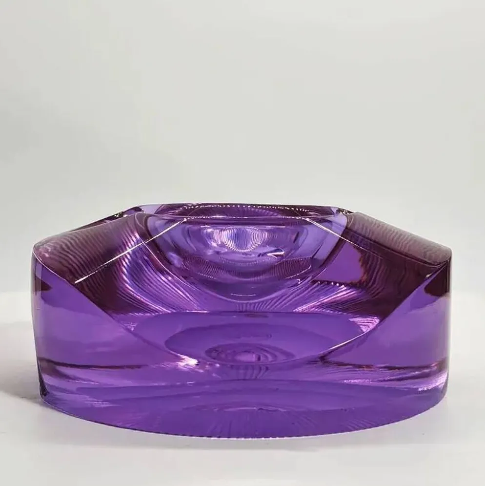 Cendrier en verre violet rare - Moser années 1960