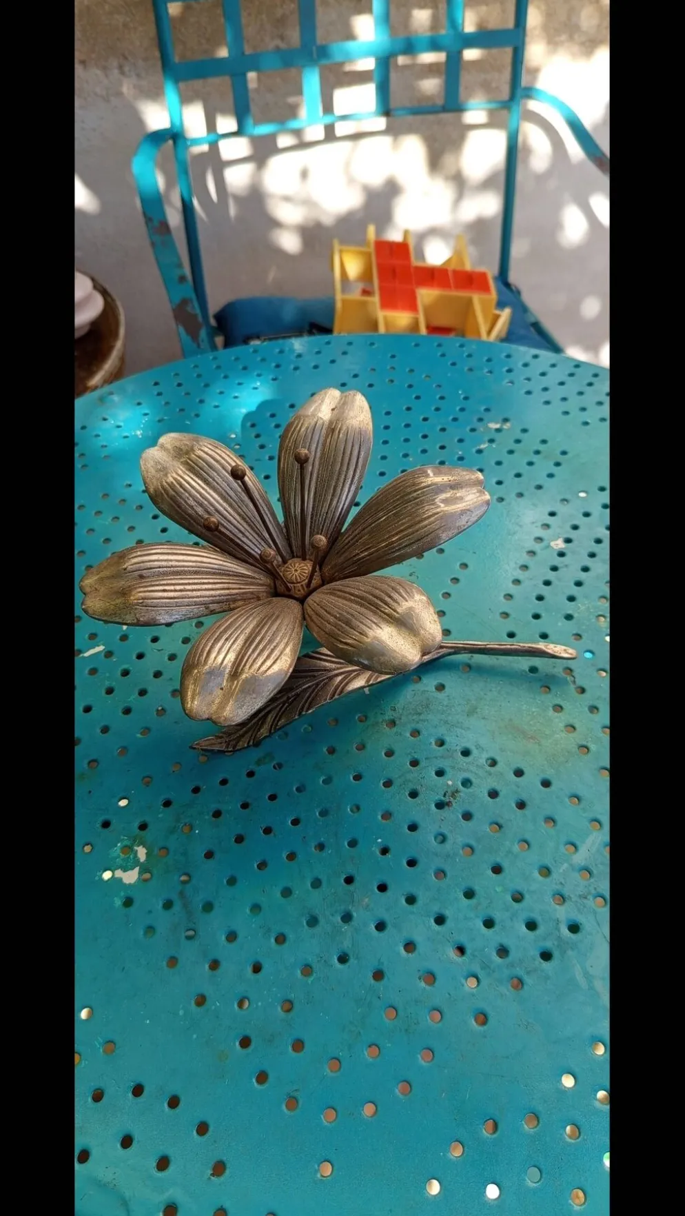 Cendrier Fleur en Laiton Massif Vintage - 6 Pétales Amovibles - Années 60/7