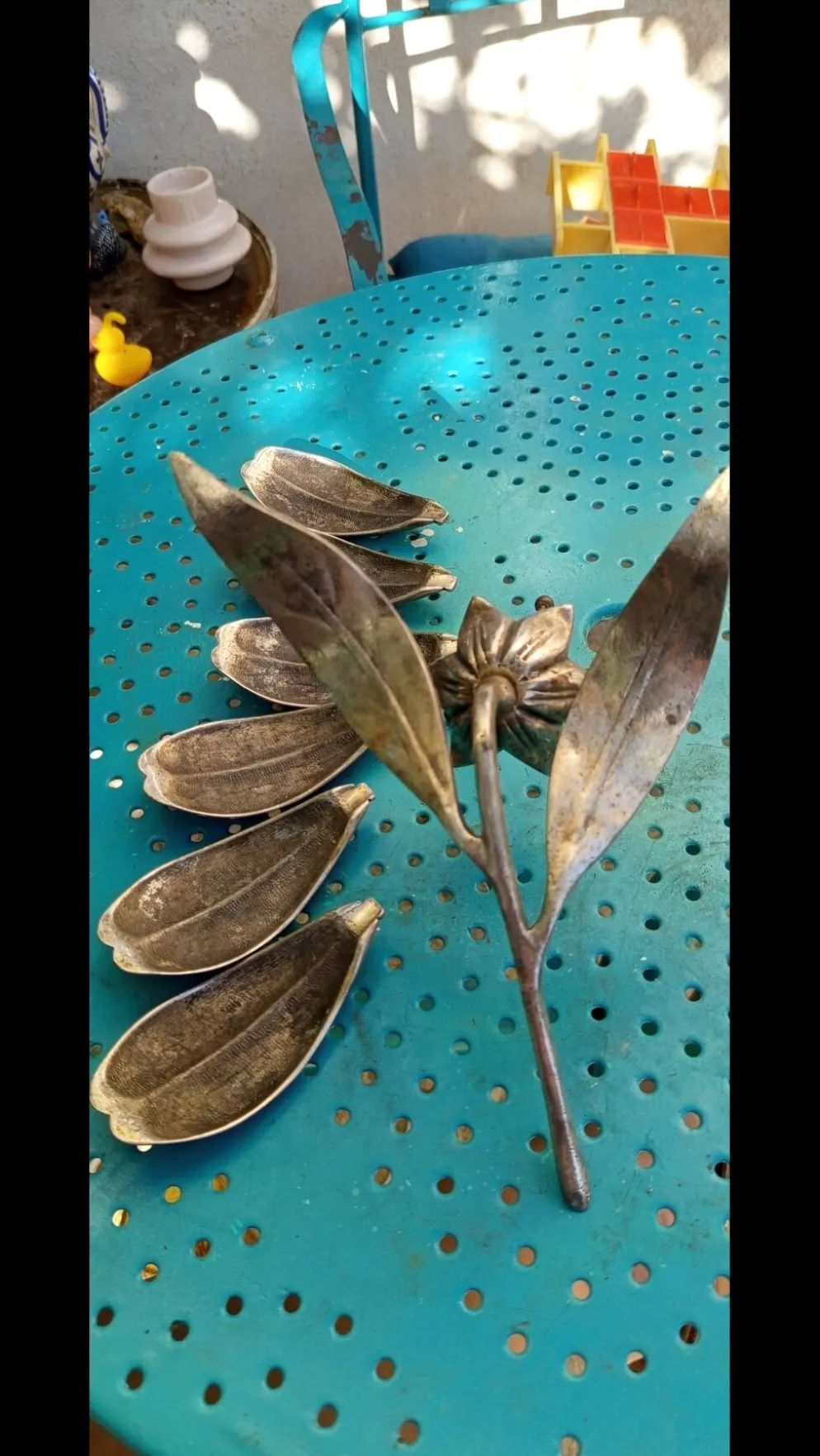 Cendrier Fleur en Laiton Massif Vintage - 6 Pétales Amovibles - Années 60/7