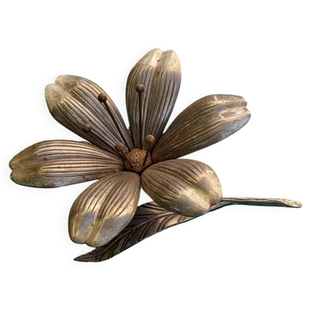 Cendrier Fleur en Laiton Massif Vintage - 6 Pétales Amovibles - Années 60/7