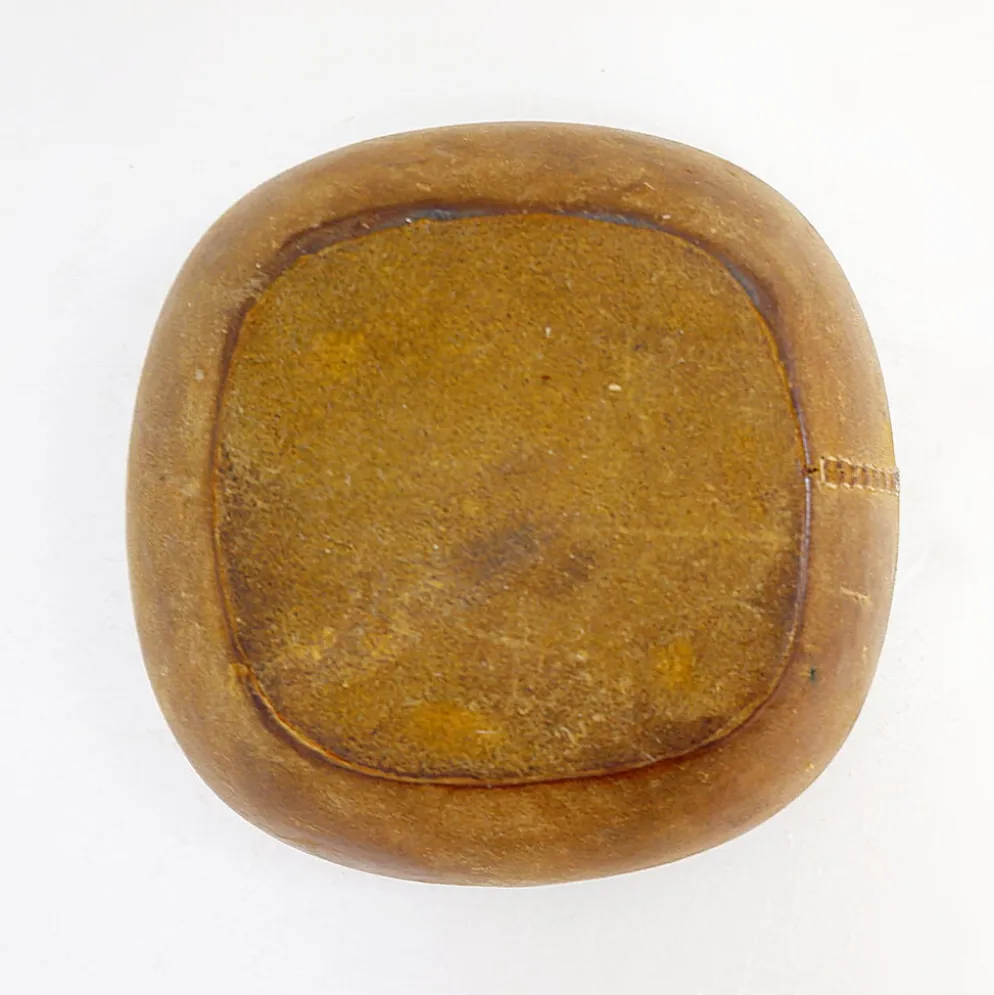 Cendrier Longchamp mid-century en céramique émaillée et cuir - France années 1950