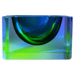 Cendrier multifacette rectangulaire en uranium des années 1960 en verre de Murano.
