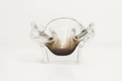 Cendrier murano carré 1960 transparent et marron