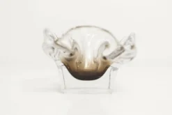 Cendrier murano carré 1960 transparent et marron