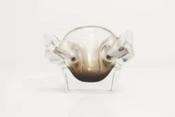 Cendrier murano carré 1960 transparent et marron