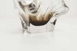 Cendrier murano carré 1960 transparent et marron