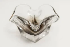Cendrier murano carré 1960 transparent et marron
