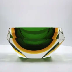 Cendrier rectangulaire multifacette en verre de Murano par Flavio Poli, années 1960