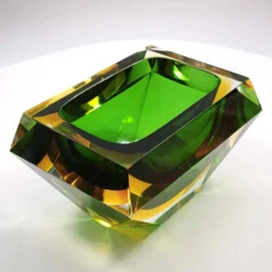 Cendrier rectangulaire multifacette en verre de Murano par Flavio Poli, années 1960