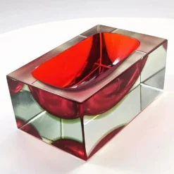 Cendrier rectangulaire , vide-poche en verre de Murano par Flavio Poli pour Seguso, années 1960