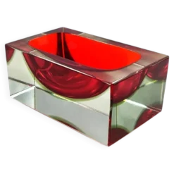 Cendrier rectangulaire , vide-poche en verre de Murano par Flavio Poli pour Seguso, années 1960
