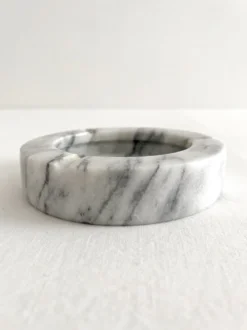 Cendrier rond en marbre gris vintage