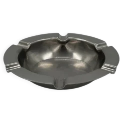 Cendrier rond vintage en acier inoxydable