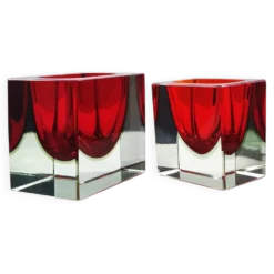 2 cendriers rectangulaires en verre de Murano par Flavio Poli pour Segus, années 1960