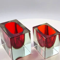 2 cendriers rectangulaires en verre de Murano par Flavio Poli pour Segus, années 1960