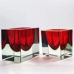 2 cendriers rectangulaires en verre de Murano par Flavio Poli pour Segus, années 1960