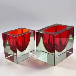 2 cendriers rectangulaires en verre de Murano par Flavio Poli pour Segus, années 1960