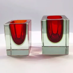 2 cendriers rectangulaires en verre de Murano par Flavio Poli pour Segus, années 1960