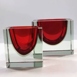 2 cendriers rectangulaires en verre de Murano par Flavio Poli pour Segus, années 1960