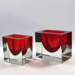2 cendriers rectangulaires en verre de Murano par Flavio Poli pour Segus, années 1960