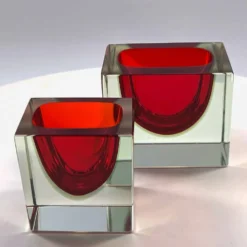 2 cendriers rectangulaires en verre de Murano par Flavio Poli pour Segus, années 1960