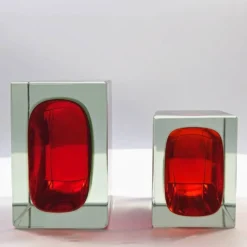 2 cendriers rectangulaires en verre de Murano par Flavio Poli pour Segus, années 1960