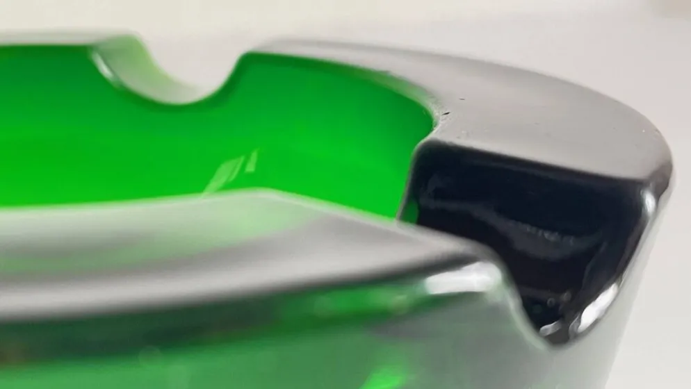 Cendrier verre vert vintage