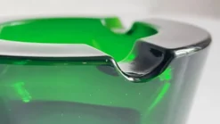 Cendrier verre vert vintage