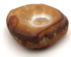Cendrier vide poche marron orangé en agate naturelle, années 70 vintage
