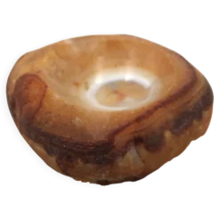 Cendrier vide poche marron orangé en agate naturelle, années 70 vintage