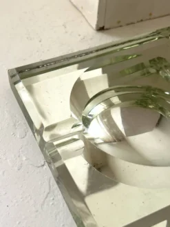 Cendrier vide-poche moderniste en verre et miroir, Jean Luce