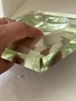 Cendrier vide-poche moderniste en verre et miroir, Jean Luce
