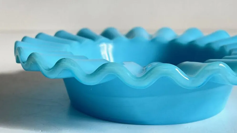 CENDRIER Vide-Poche Verre OPALIN Bleu
