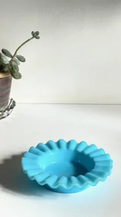 CENDRIER Vide-Poche Verre OPALIN Bleu
