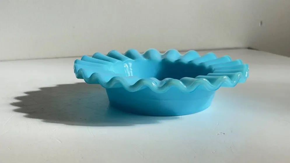 CENDRIER Vide-Poche Verre OPALIN Bleu