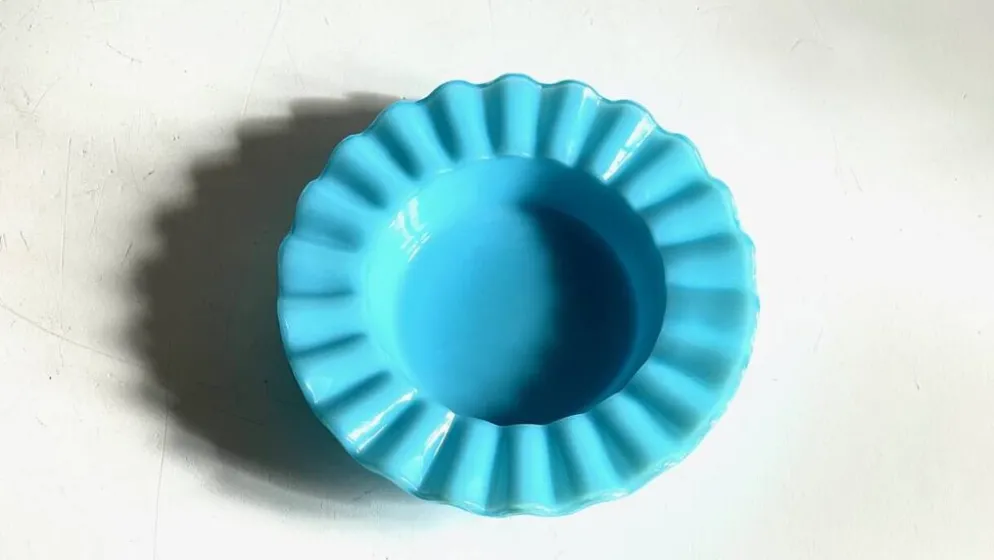 CENDRIER Vide-Poche Verre OPALIN Bleu