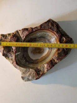 Cendrier / Vide-poche vintage brutaliste en onyx marbré et quartz – Années